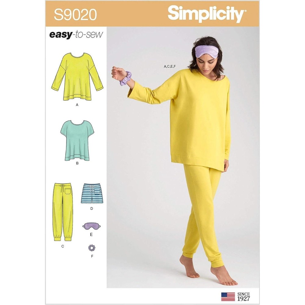 Simplicity S9020 Loungewear Sewing Pattern Women XXS-M Uncut Knit Top Pants